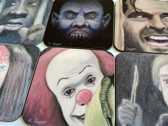 STEPHEN KING "cork back" Coasters - Hot Drinks / Bar Mat - Choose yours / Hardboard / Gloss Finish - Original artwork movie themed designs
