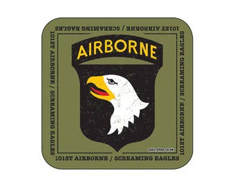 US MILITARY "cork back" Coasters - Hot Drinks / Bar Mat - Choose yours / Hardboard / Gloss Finish - Airborne, Air Cavalry, Infantry, Army