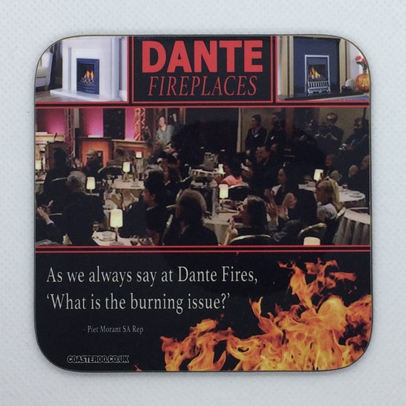 ALAN PARTRIDGE - Drinks Coaster "Dante Fires" - Hardboard / Gloss Finish - Original unofficial TV themed design