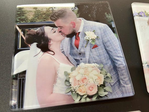 Drinks Coaster SQUARE / GLASS - Custom Photo / Personalised - Toughened Glass