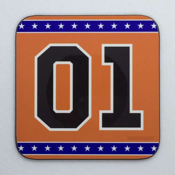DUKES of HAZZARD - "General Lee" Coaster - Hot Drinks / Bar Mat / Hardboard / Gloss Finish - Original unofficial TV themed designs
