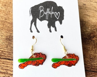 Handmade Buffalo Chicken Wing Earrings: Football Foodie Jewelry