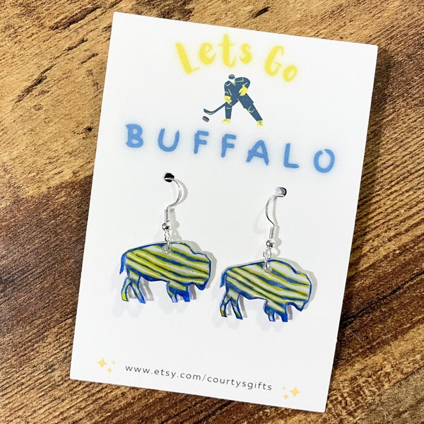 Buffalo Sabres Earrings | Buffalo Sabres Gift | Valentine Gift For Wife | Silver Sabres Earrings Dangle | Buffalo Sabres Woman | Hockey Gift