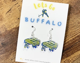Buffalo Sabres Earrings | Buffalo Sabres Gift | Valentine Gift For Wife | Silver Sabres Earrings Dangle | Buffalo Sabres Woman | Hockey Gift