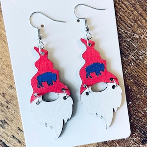 Bills Gnome Earrings | Buffalo Bills Earrings | Buffalo Bills Christmas Gnome  | Stocking Stuffers for Wife | Buffalo bills Jewelry teens