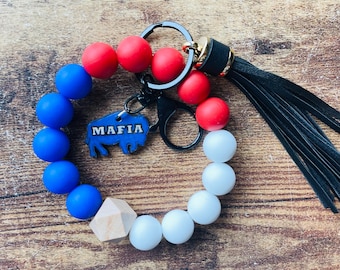 Buffalo Bill Mafia Keychain: Beaded Bracelet with Buffalo Charm