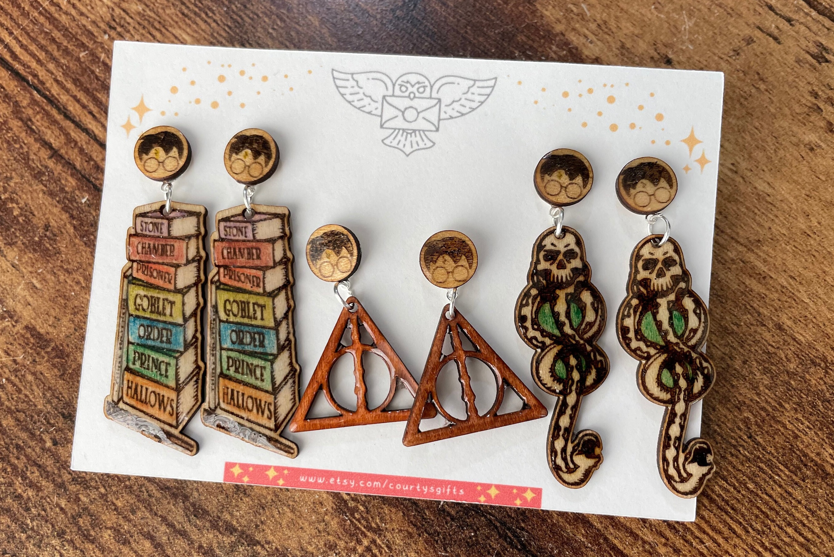 Buy Owl harry Potter Earrings and Wizard's Hat, Ear Hooks Online in India -  Etsy