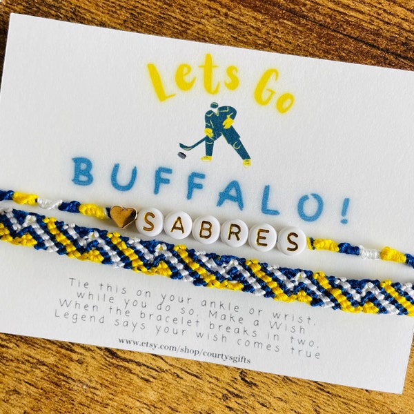 Sabres WISH Bracelet | Buffalo Hockey gifts | Sabres Hockey Fan Gift for her | Sabres gift for Women Buffalo NY Gift | Buffalo Hockey fan