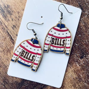 Bills Sweater Earrings | Buffalo Bills Earrings | Buffalo Bills Christmas | Stocking Stuffers for Wife | Buffalo bills Jewelry teens