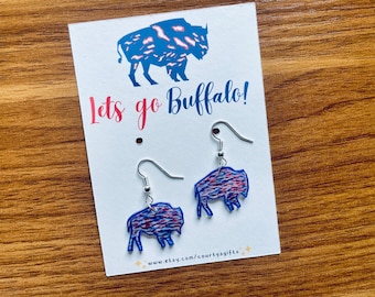 Hand-Colored Buffalo Football Earrings: Team Spirit Dangles