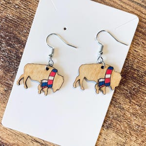 Buffalo Scarf Earrings | Buffalo Bills Earrings | Buffalo Bills Christmas | Stocking Stuffers for Wife | Buffalo bills Scarf Jewelry teens