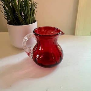 Vintage Cranberry Pilgrim Glass Small Pitcher