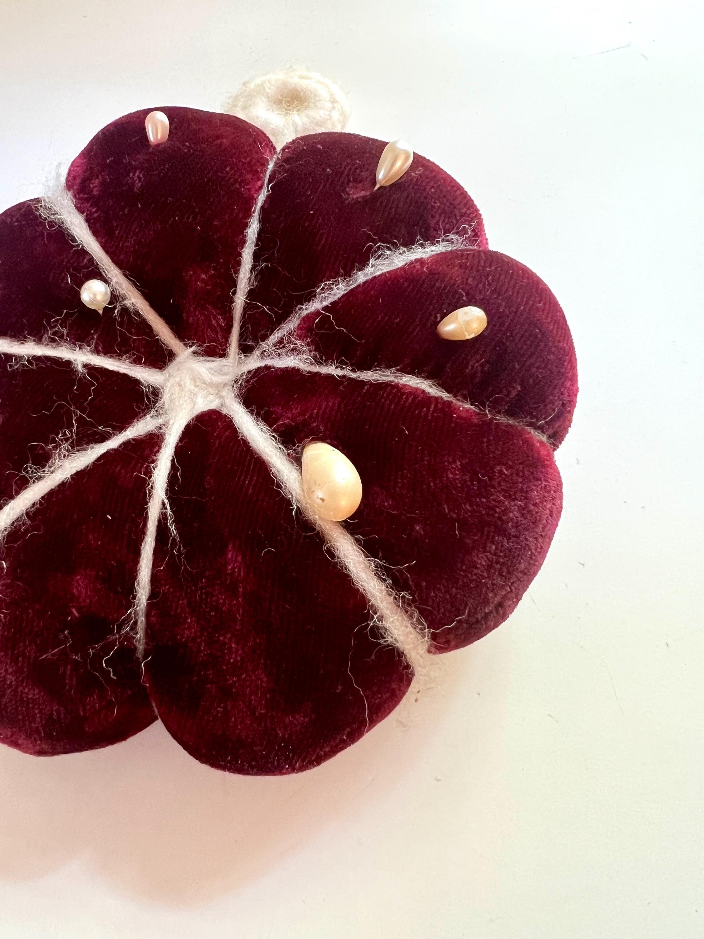 Handmade Purple Velvet Pincushion, Vintage