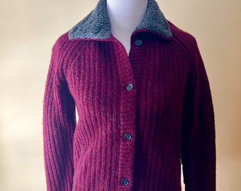 Woolrich Wool Cardigan Size XS, Wine