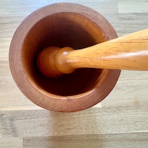 Vintage Wood Mortar and Pestle, Made in Italy for Berarducci