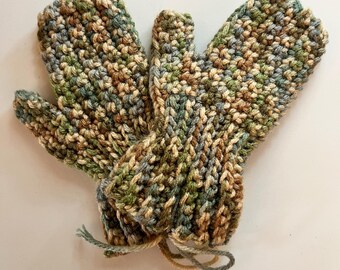 Hand-Knit Toddler Mittens, Green