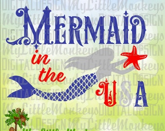 Download Mermaid In Usa Svg Etsy