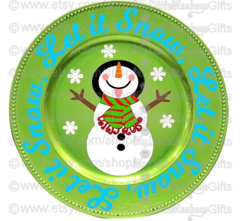 Let it Snow Snowman Catching Snowflakes Design Digital Clipart Instant Download SVG File