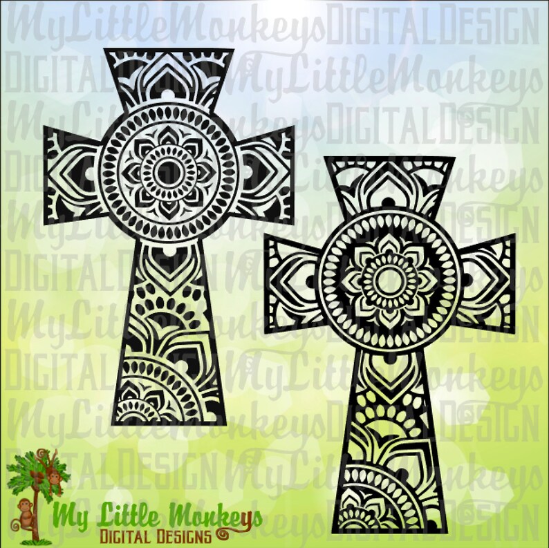 Mandala Cross Design Digital Clipart y Cut File Descarga | Etsy