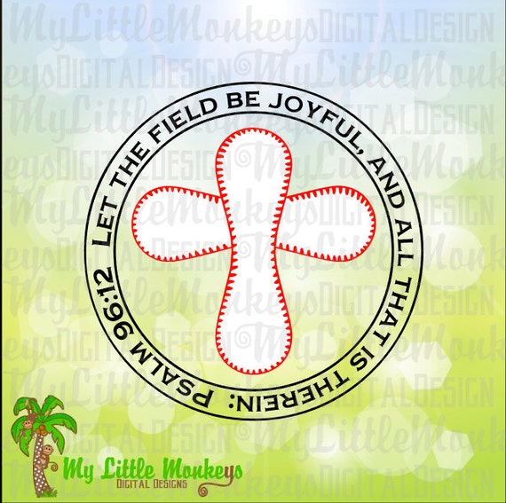 Baseball Cross Psalm 96 12 Let The Field Be Joyful And All Etsy