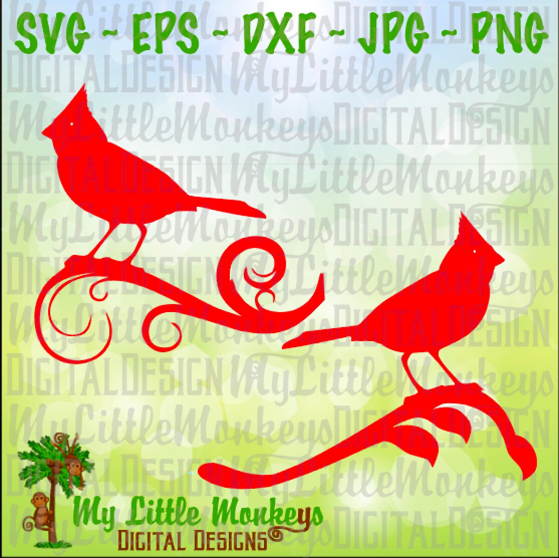 Cardinals Swirl Christmas Design Commercial Use Svg Cut File Etsy