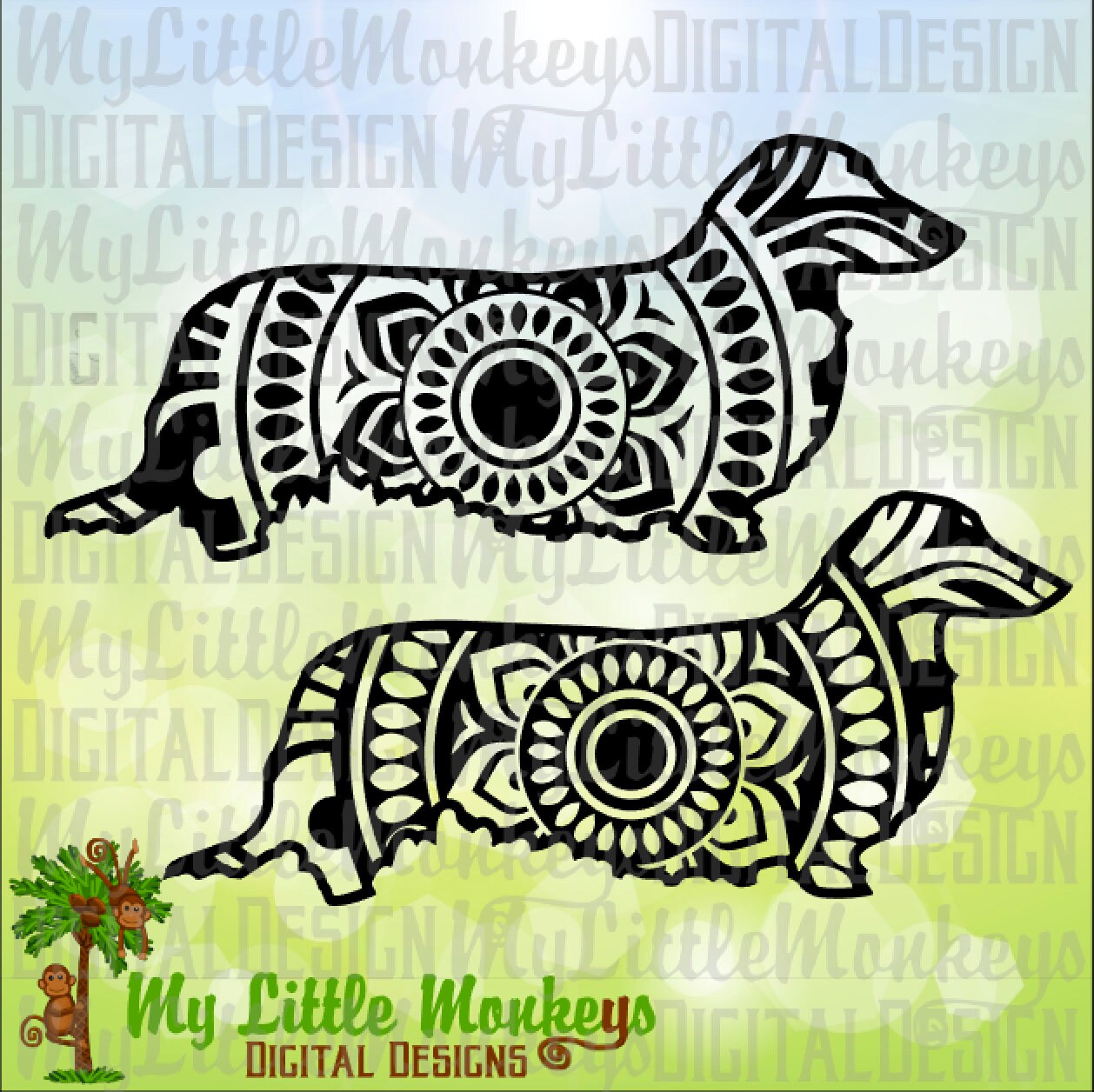 Download Dachshund svg Mandala Svg Dog SVG Dog Mandala Long Haired | Etsy