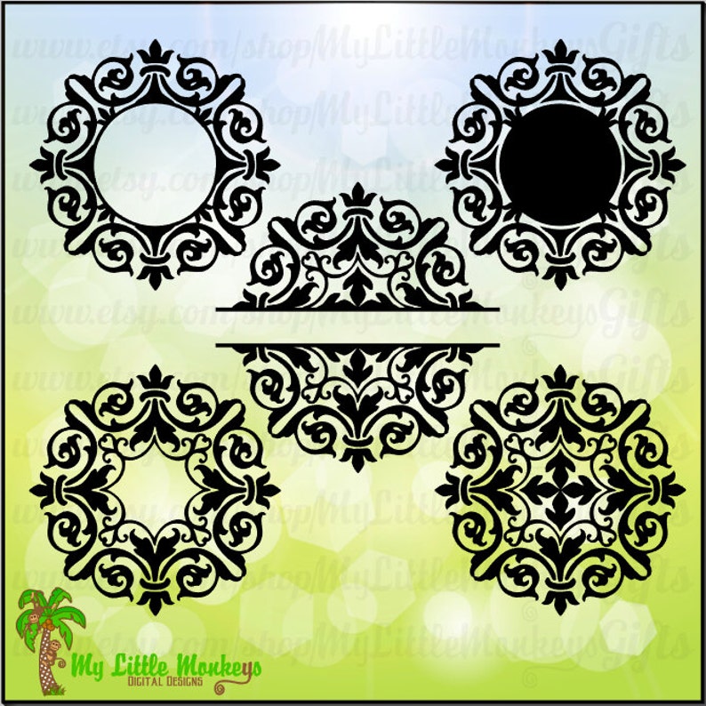 Download Clip Art Png Damask Frame Monogram Base Design Digital Clipart Instant Download Full Color Jpeg Svg Dxf Eps Files Art Collectibles