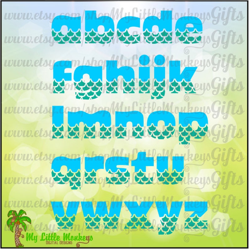 mermaid alphabet uppercase lowercase numbers single 2 color etsy