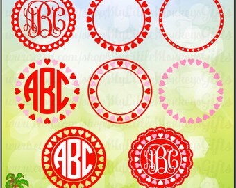 Heart Monogram SVG ~ Heart Frame svg ~ Hearts svg ~ Monogram SVG ~ Valentine's Day svg ~ Commercial Use SVG ~ Cut File, Clipart dxf-eps-png