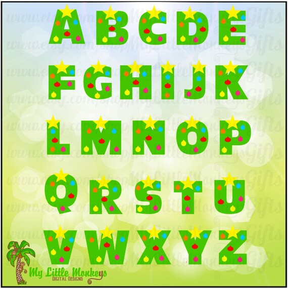 Christmas Tree Alphabet Letters Digital File Full Color SVG | Etsy