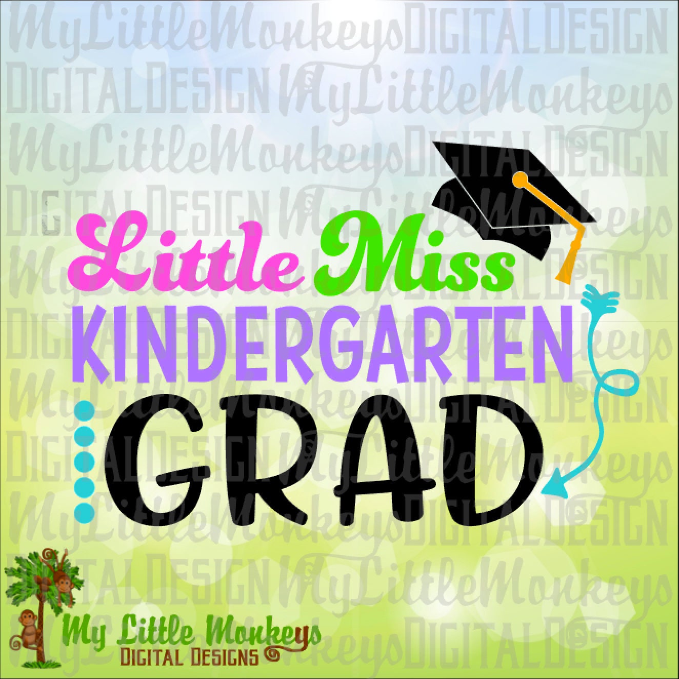Download Little Miss Kindergarten Grad Graduation Cap Design Digital Clipart Instant Download Full Color 300 Dpi Jpeg Png Svg Eps Dxf Format