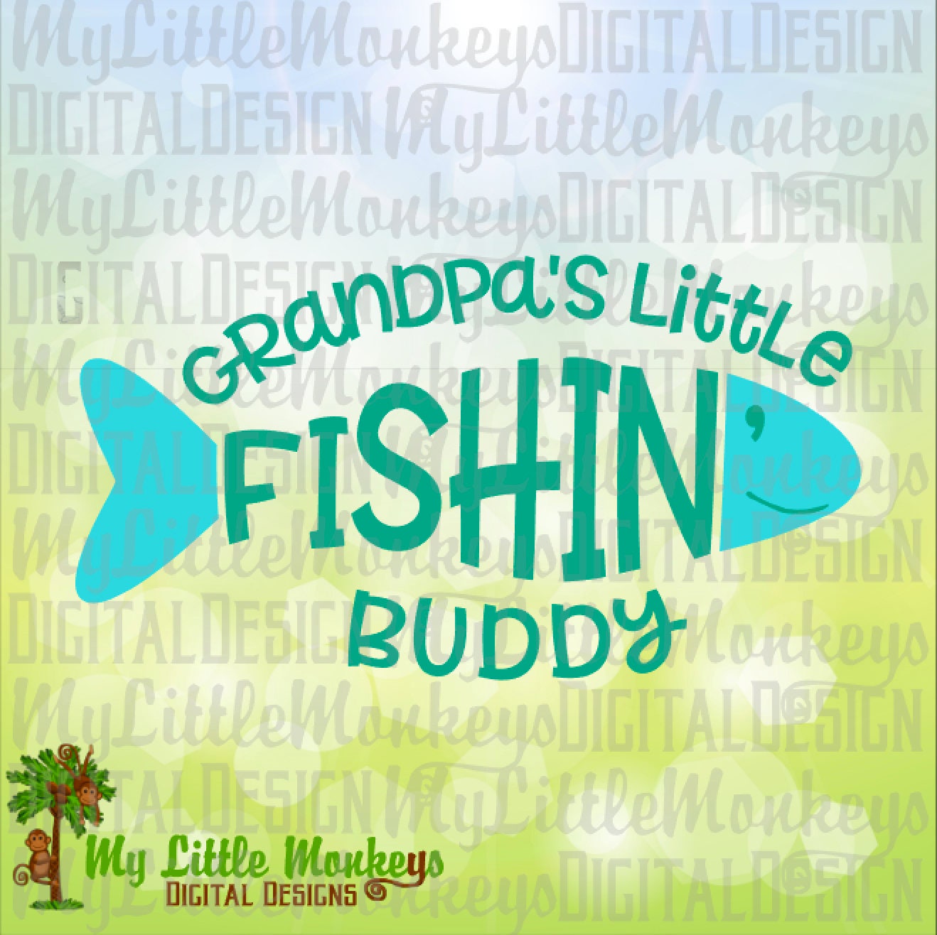 Grandpa's Little Fishin' Buddy ~ Fishing Word Art Design ...