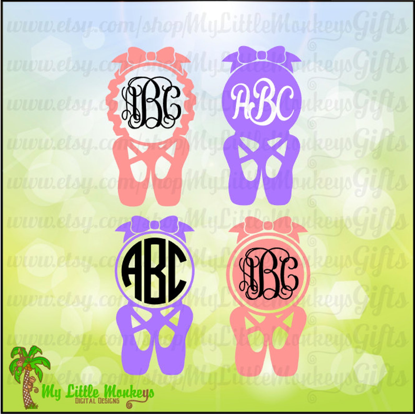 ballet svg ~ ballet shoes ~ monogram svg ~ ballet slippers ~ ballet monogram ~ dance ~ commercial use svg ~ clip art ~ cut file