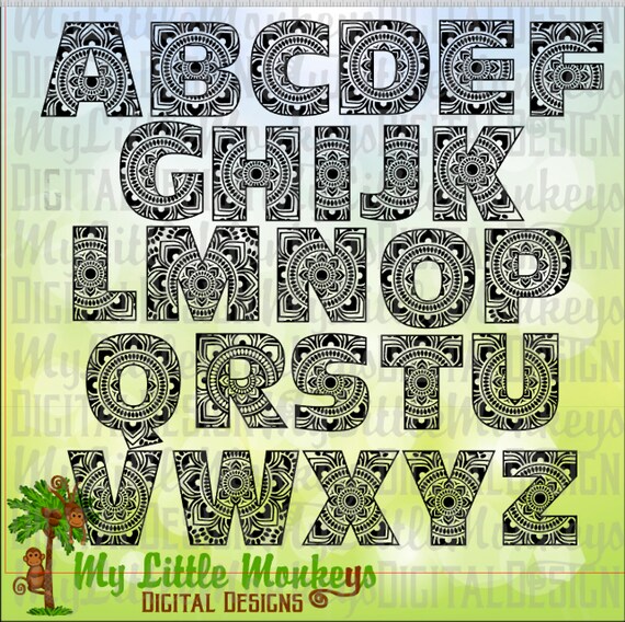 Download Mandala Svg Alphabet Mandala Mandala Letters Alphabet Svg Etsy