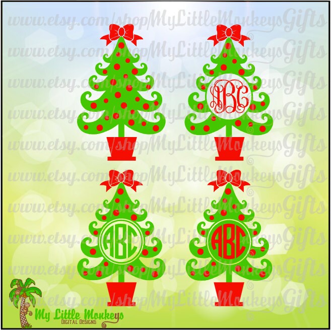 Download Curly Christmas Tree Monogram Base Digital File Svg Eps Dxf Etsy