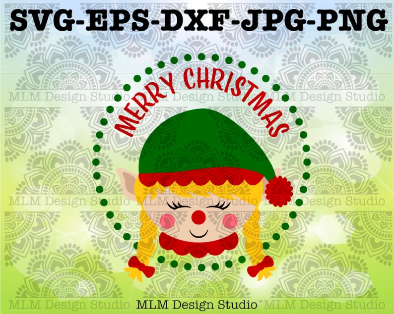Christmas Bundle Trees Santa Reindeer Elf Girl Elf Dotted Frame Christmas Design Commercial Use SVG Clipart /& Cut File Instant Download