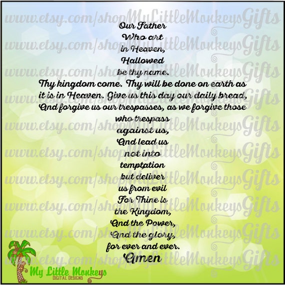 DXF Religious Printable Easter Lords Prayer Digital Download PNG Instant Download SVG Bible Silhouette or Cricut Cutfile