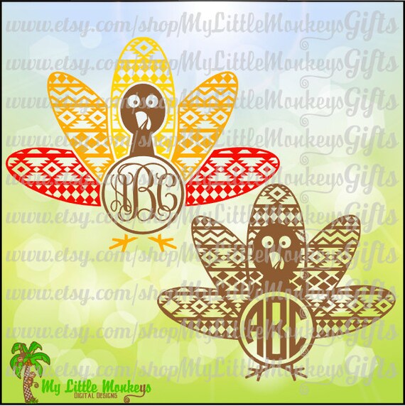 Download Aztec Turkey Multicolor Monogram Base Digital Clipart Instant Etsy