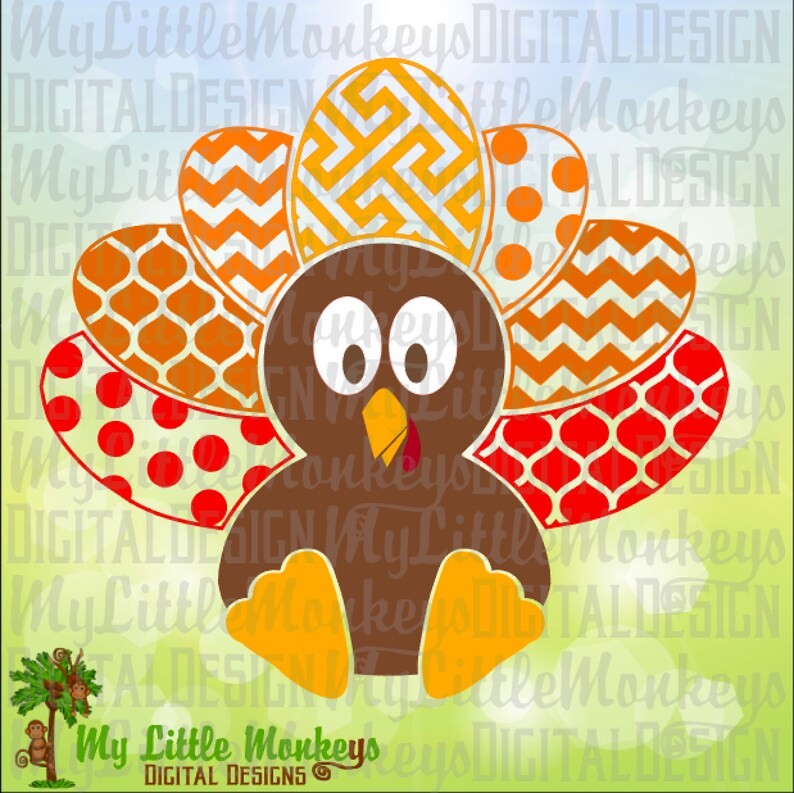Clip Art Multi Pattern Baby Turkey Thanksgiving Design Digital Clipart And Cut File Instant Download Svg Dxf Eps Jpeg Png Art Collectibles