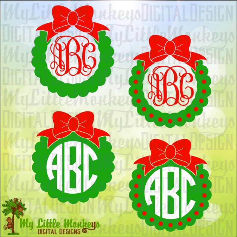 Download Art Collectibles Clip Art Christmas Scallop Wreath Ornament Bow Monogram Base Christmas Ornament Svg Digital Clipart Cut File Instant Download Svg Dxf Eps Jpeg Png