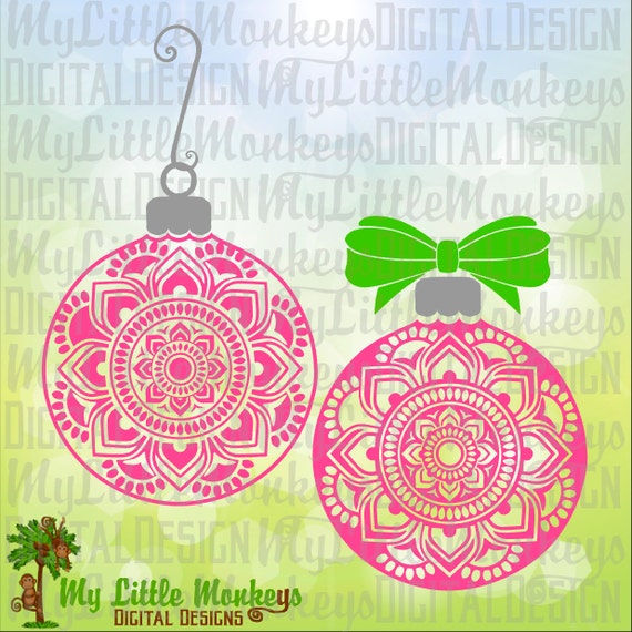 mandala flower christmas ornament with bow design christmas etsy christmas ornament designs