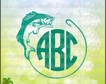 Download Fish monogram svg fish hook monogram clipart digital