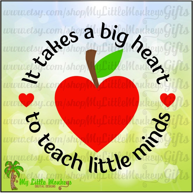 Digital It Takes a Big Heart to Teach Little Minds SVG PNG JPG Digital Teacher
