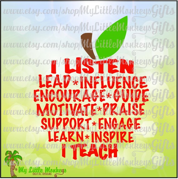 Apple Design I Teach Word Art Digital Cut File And Clipart Etsy