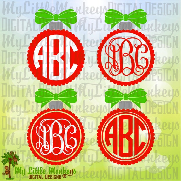 Download Scallop Ornament With Bow Monogram Base Christmas Ornament Etsy