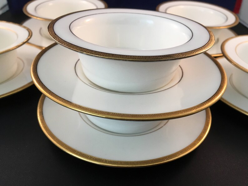 Herbert Betteley Designer ANTIQUE Rare 4 Dessert Bowls and 4 Saucer