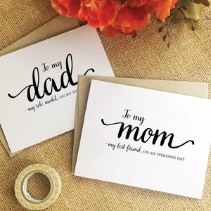 To my mom on my wedding day card, Mother of the bride gift from daughter, card for mother, wedding card for mom, To my dad