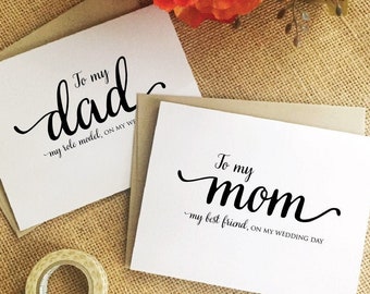 To my mom on my wedding day card, Mother of the bride gift from daughter, mother, card for mom, To my dad