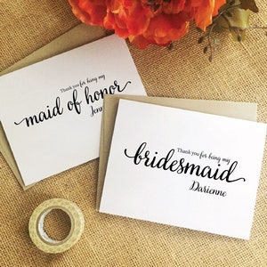 Personalized bridesmaid thank you card, wedding day card, bridesmaid card, thank you for being my bridesmaid : WeddingAffections image 1