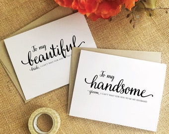 To my handsome groom card, Wedding Day Card for bride, to my beautiful bride card, wedding card for husband : WeddingAffections